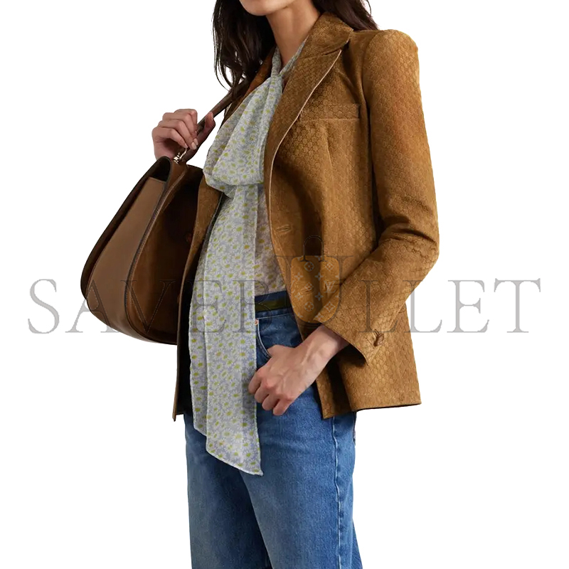 GUCCI DOUBLE-BREASTED SUEDE BLAZER WITH HORSEBIT DETAIL 815833